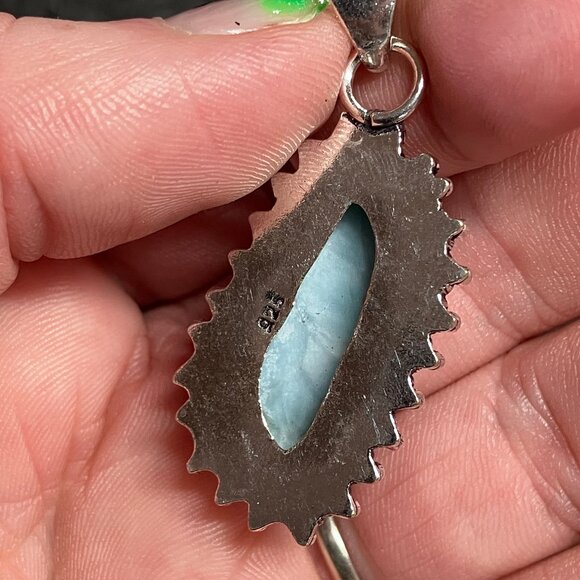 Natural Larimar Pectolite Pendant Stone Crystal Jewelry - Picture 6 of 8